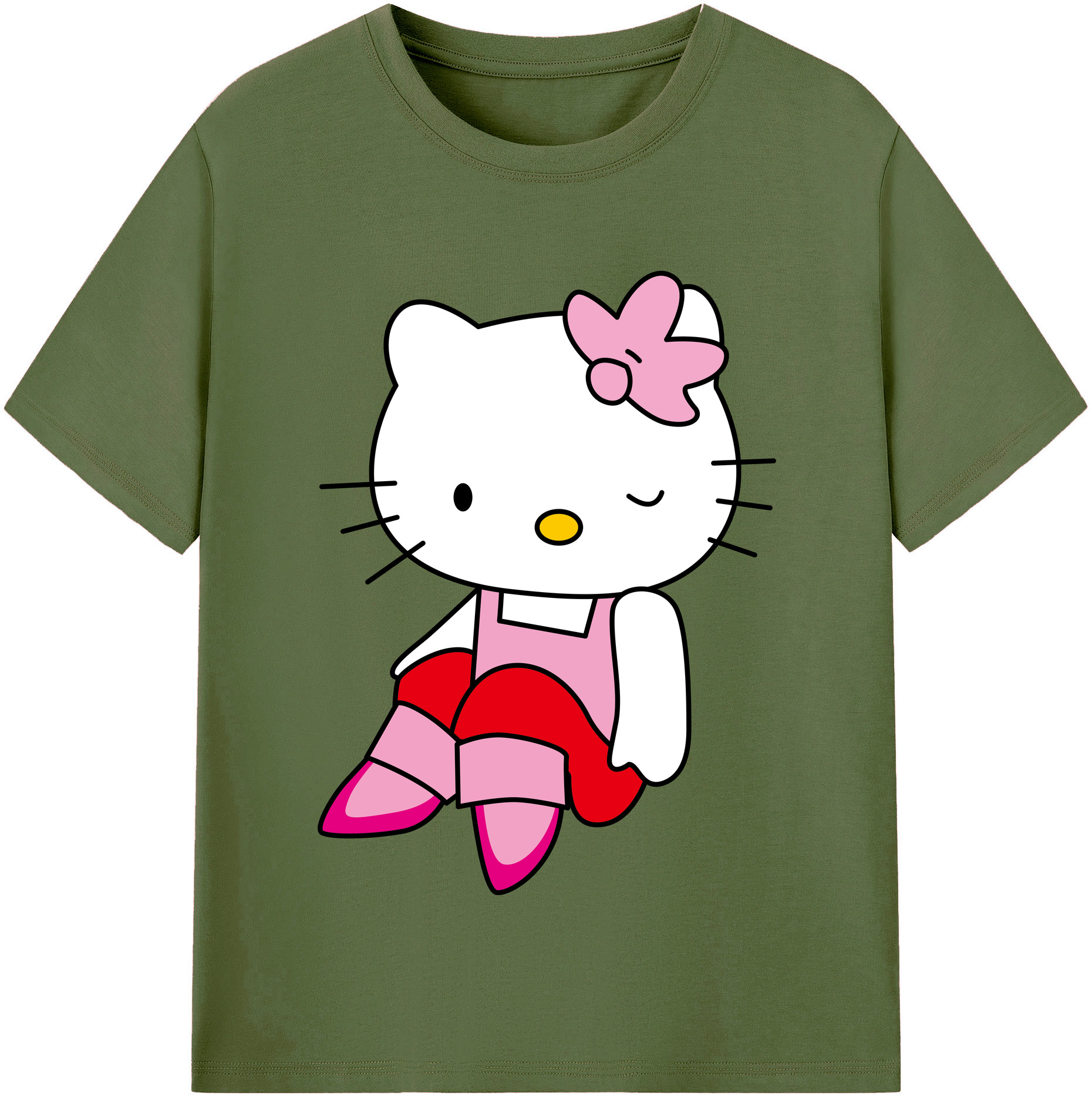 （画像用） Hello Kitty ハローキティ 綿100％半袖Tシャツ（フロントプリント）